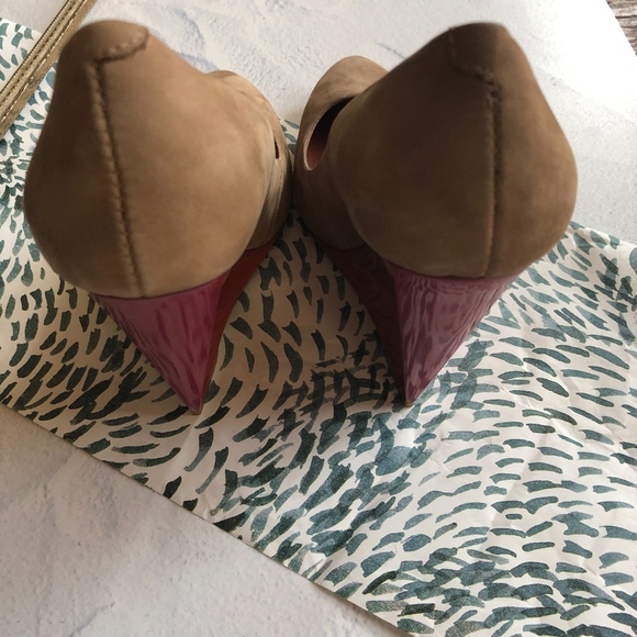 Schutz Tan Leather Round Toe Geometric Wedges 5 - Picture 6 of 8